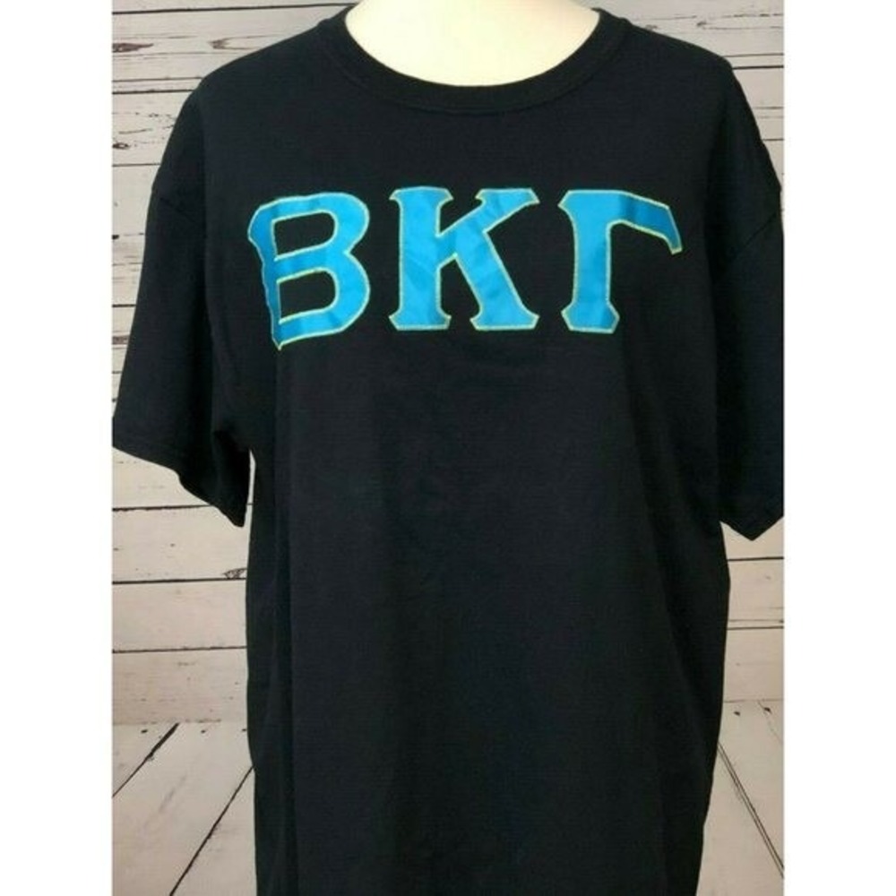 Gildan T-Shirt Mens Large Greek Letter BKG Embroidered Beta Kappa Gamma Tee